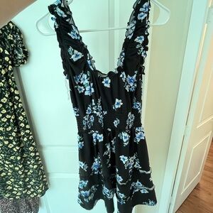 Floral Black and Blue Women's Top